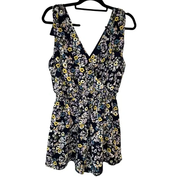 Cupcakes & Cashmere Navy Floral Shoulder Tie Meadow Romper Romantic Feminine - Picture 4 of 15